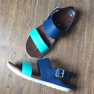 Merrell Around Town Poseidon Blue Leather Sandals